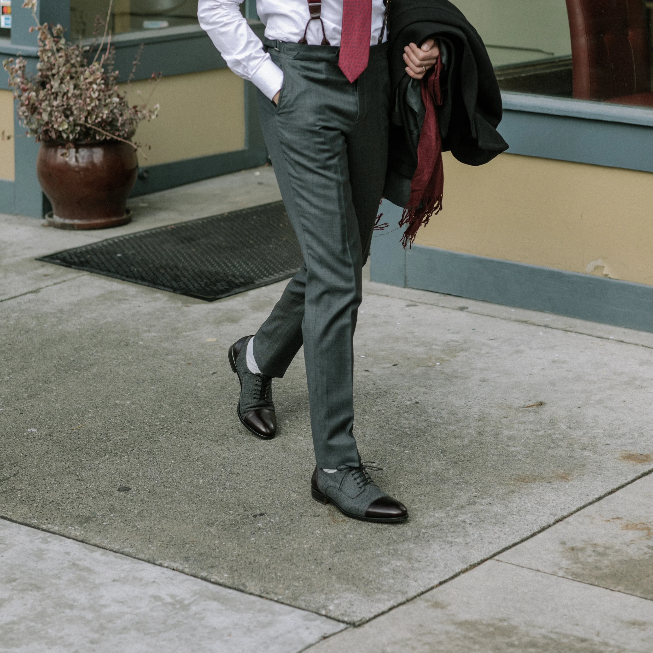 The Jack Shoe in Grey/Oxblood - Image 3