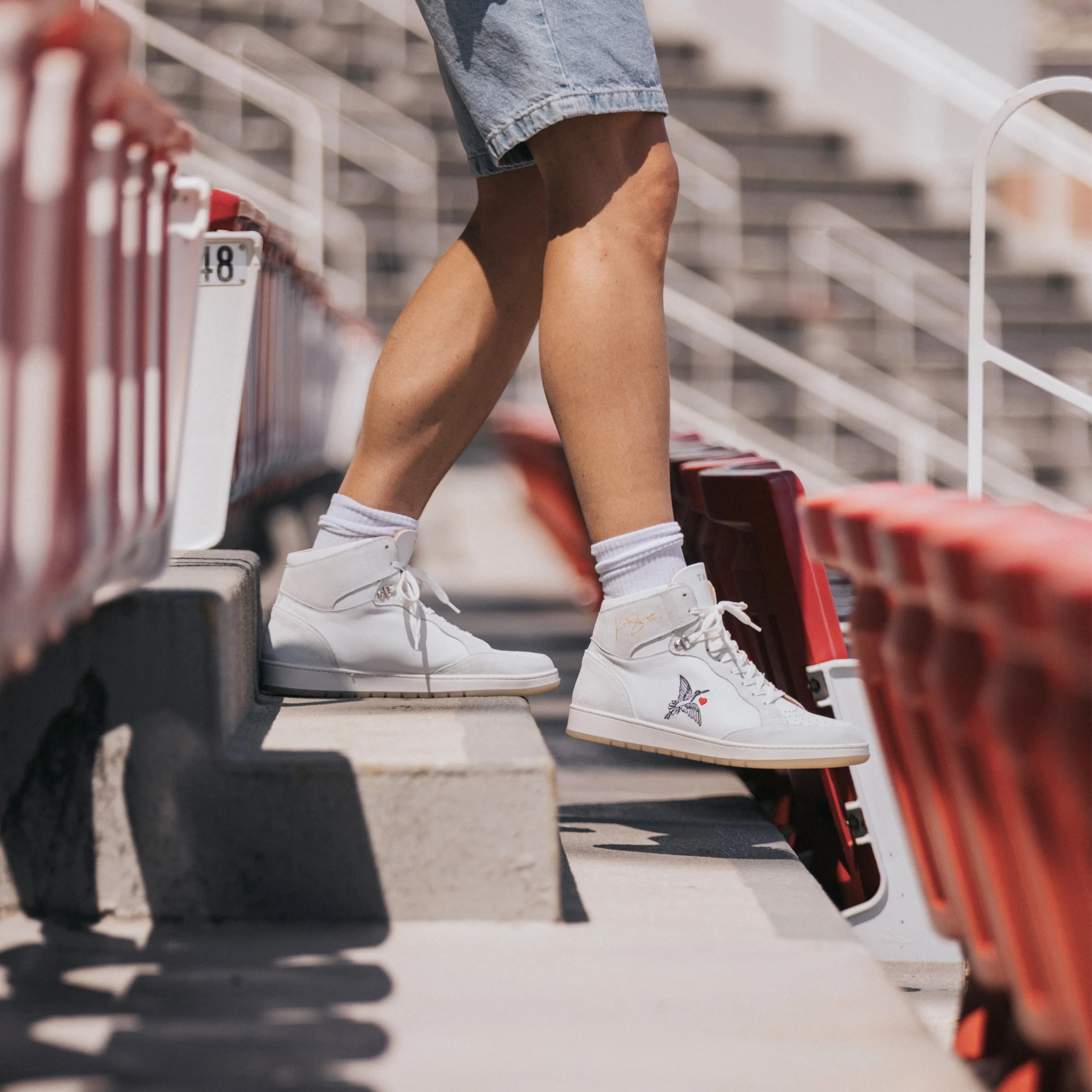 The Rapido High-top Sneaker in White Crane - Image 3
